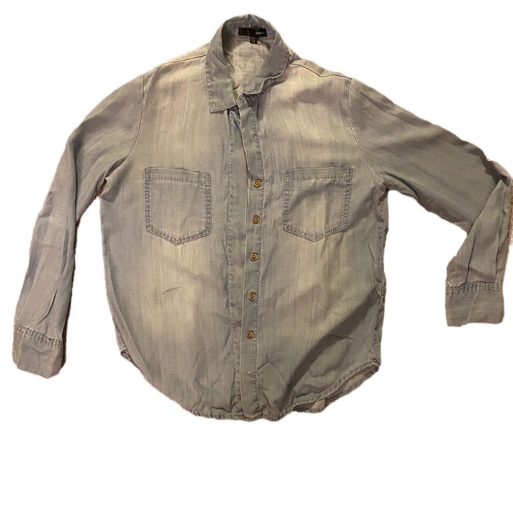 Aqua Chambray Button Down-XS